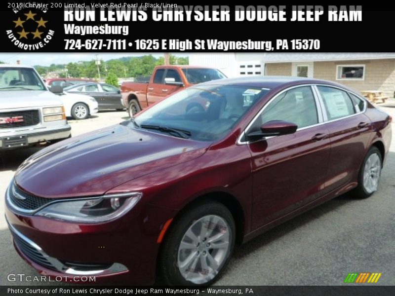 Velvet Red Pearl / Black/Linen 2015 Chrysler 200 Limited