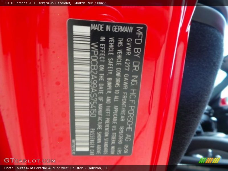 Guards Red / Black 2010 Porsche 911 Carrera 4S Cabriolet