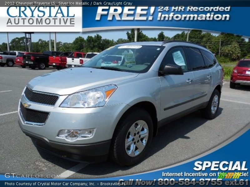 Silver Ice Metallic / Dark Gray/Light Gray 2012 Chevrolet Traverse LS