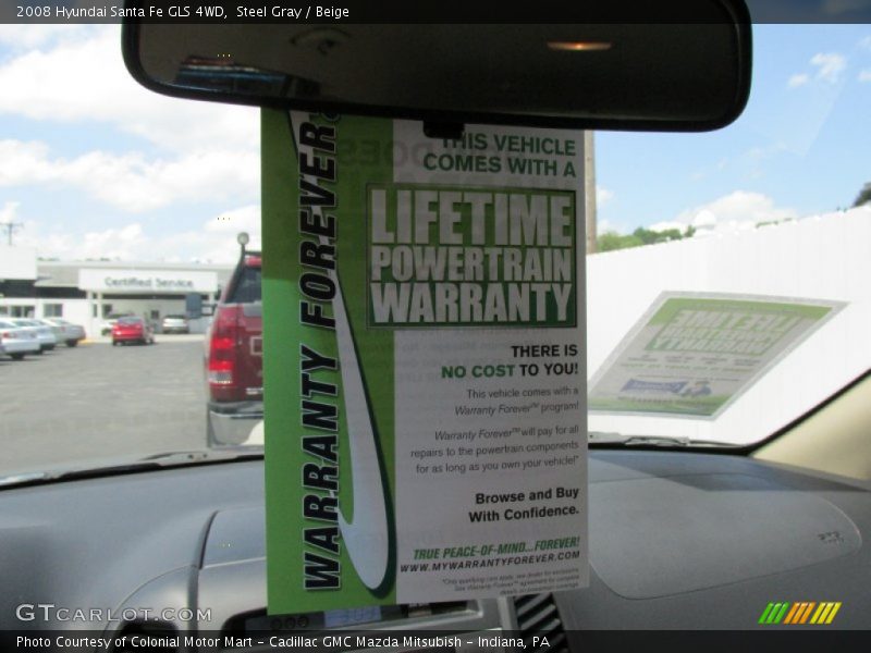 Steel Gray / Beige 2008 Hyundai Santa Fe GLS 4WD