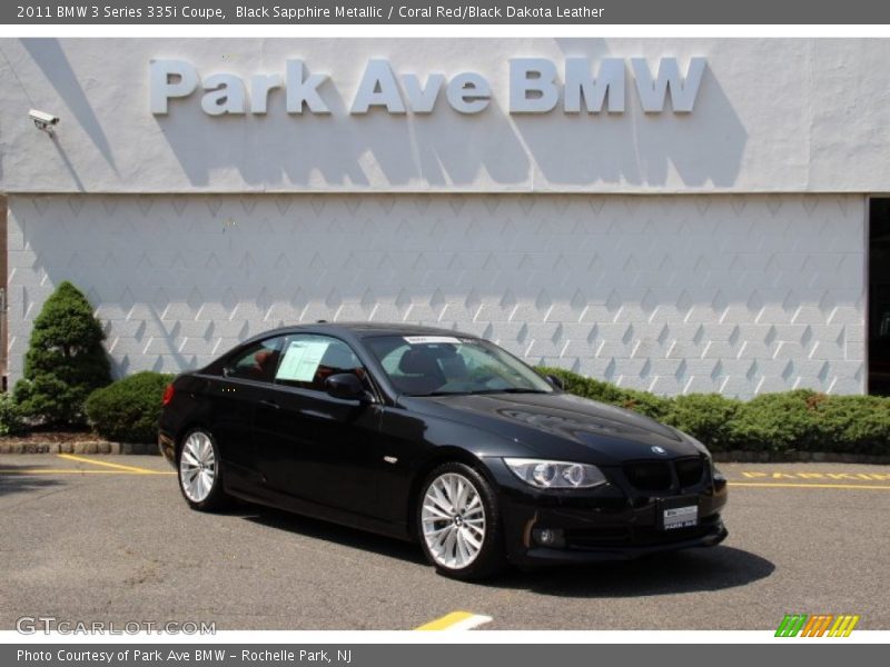 Black Sapphire Metallic / Coral Red/Black Dakota Leather 2011 BMW 3 Series 335i Coupe