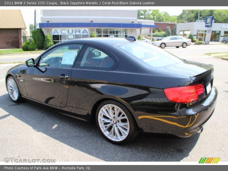 Black Sapphire Metallic / Coral Red/Black Dakota Leather 2011 BMW 3 Series 335i Coupe