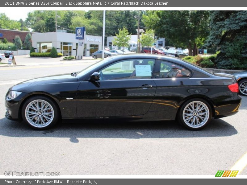 Black Sapphire Metallic / Coral Red/Black Dakota Leather 2011 BMW 3 Series 335i Coupe