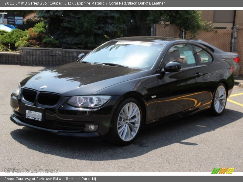 Black Sapphire Metallic / Coral Red/Black Dakota Leather 2011 BMW 3 Series 335i Coupe