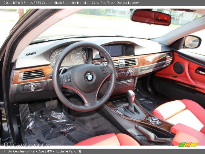 Black Sapphire Metallic / Coral Red/Black Dakota Leather 2011 BMW 3 Series 335i Coupe