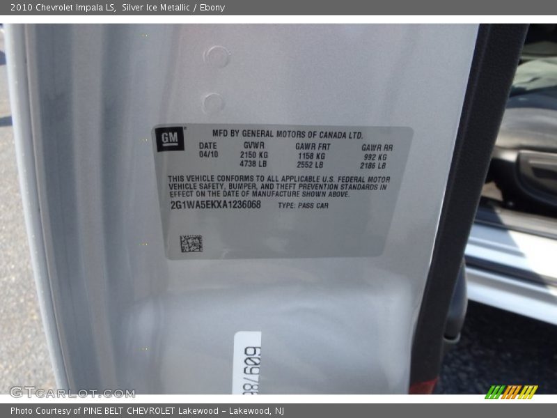 Silver Ice Metallic / Ebony 2010 Chevrolet Impala LS