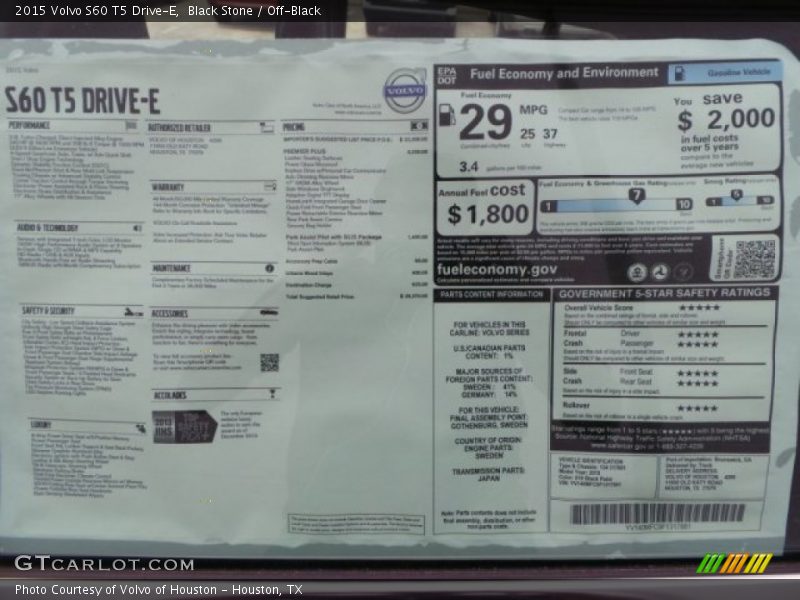 Black Stone / Off-Black 2015 Volvo S60 T5 Drive-E