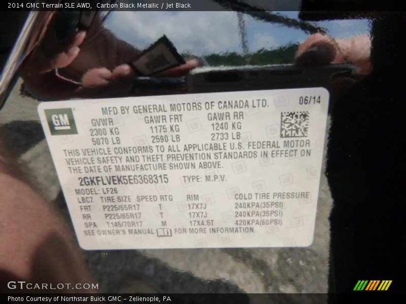 Carbon Black Metallic / Jet Black 2014 GMC Terrain SLE AWD