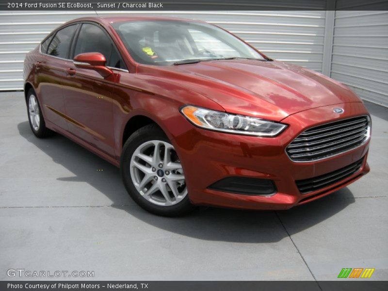 Sunset / Charcoal Black 2014 Ford Fusion SE EcoBoost