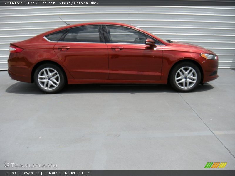Sunset / Charcoal Black 2014 Ford Fusion SE EcoBoost