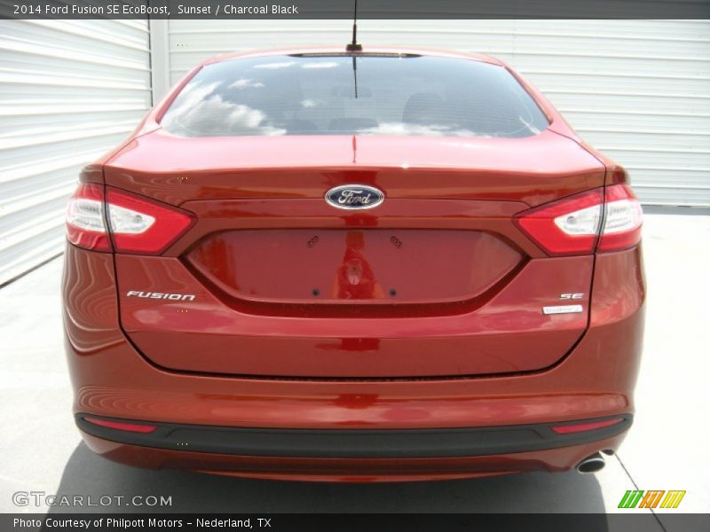 Sunset / Charcoal Black 2014 Ford Fusion SE EcoBoost