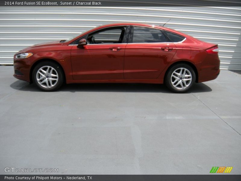 Sunset / Charcoal Black 2014 Ford Fusion SE EcoBoost