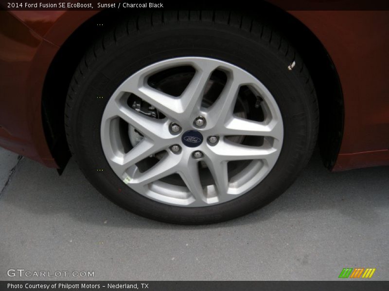 Sunset / Charcoal Black 2014 Ford Fusion SE EcoBoost