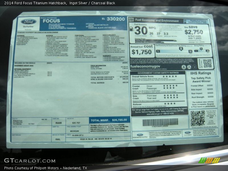 Ingot Silver / Charcoal Black 2014 Ford Focus Titanium Hatchback