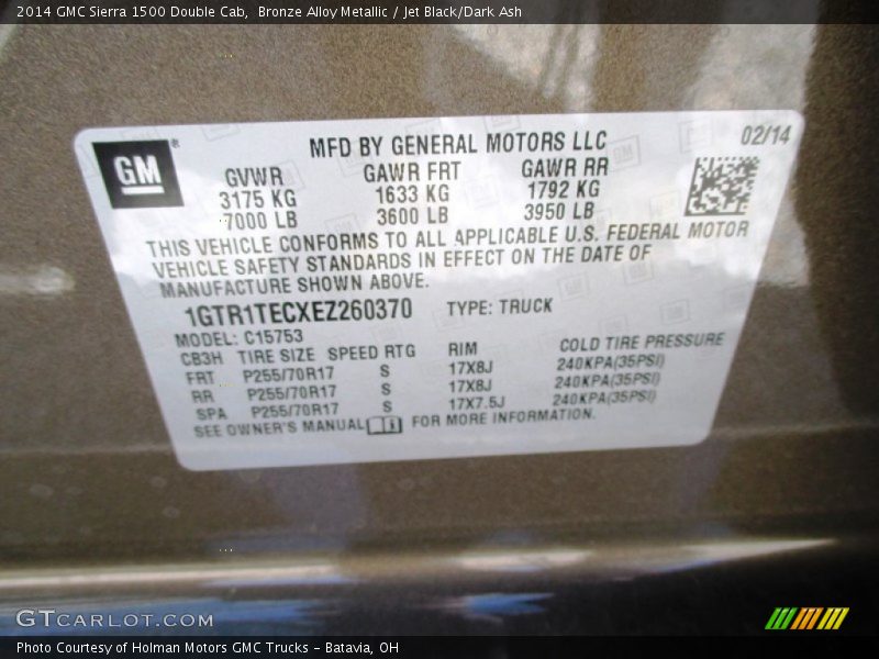 Bronze Alloy Metallic / Jet Black/Dark Ash 2014 GMC Sierra 1500 Double Cab