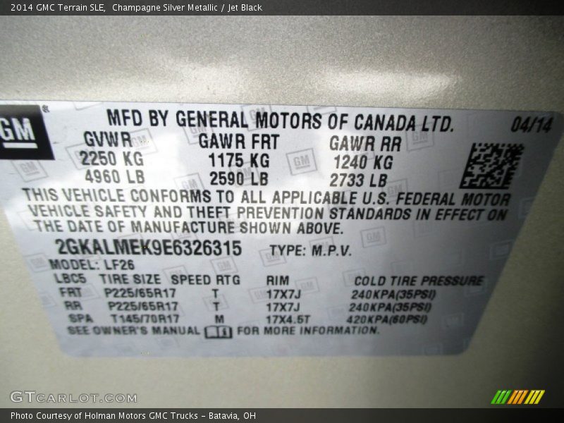Champagne Silver Metallic / Jet Black 2014 GMC Terrain SLE