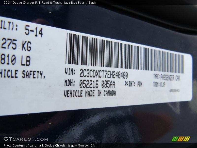 Jazz Blue Pearl / Black 2014 Dodge Charger R/T Road & Track