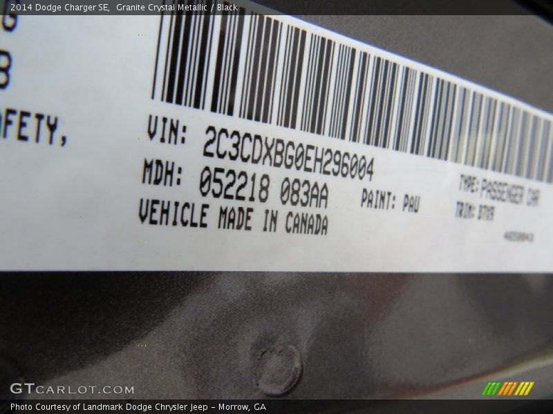 Granite Crystal Metallic / Black 2014 Dodge Charger SE