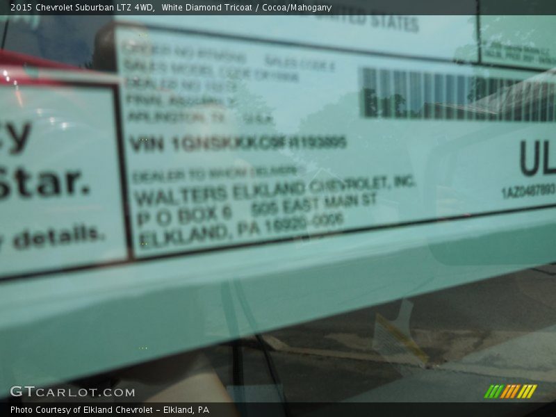 White Diamond Tricoat / Cocoa/Mahogany 2015 Chevrolet Suburban LTZ 4WD