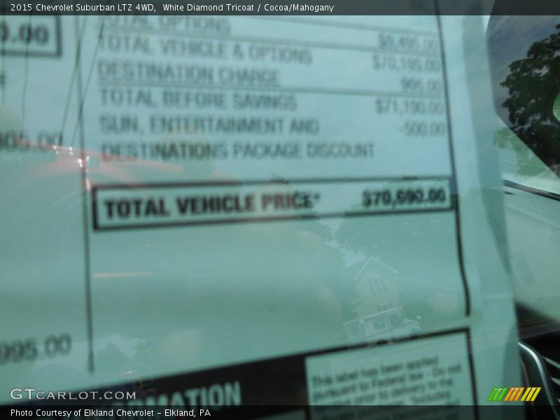 White Diamond Tricoat / Cocoa/Mahogany 2015 Chevrolet Suburban LTZ 4WD