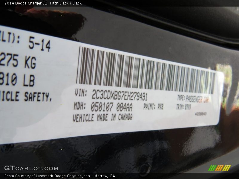 Pitch Black / Black 2014 Dodge Charger SE