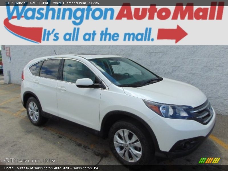 White Diamond Pearl / Gray 2012 Honda CR-V EX 4WD