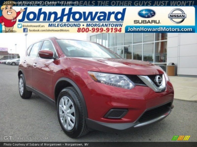 Cayenne Red / Almond 2014 Nissan Rogue S AWD