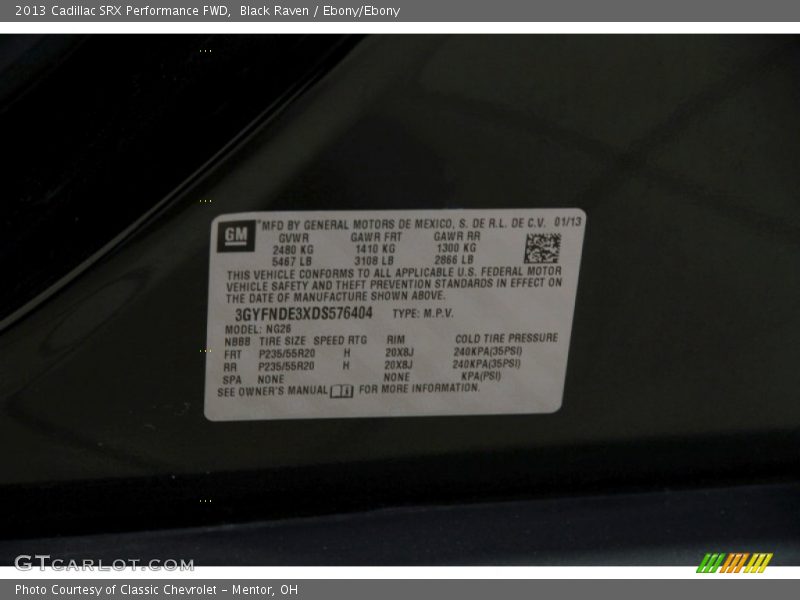 Black Raven / Ebony/Ebony 2013 Cadillac SRX Performance FWD