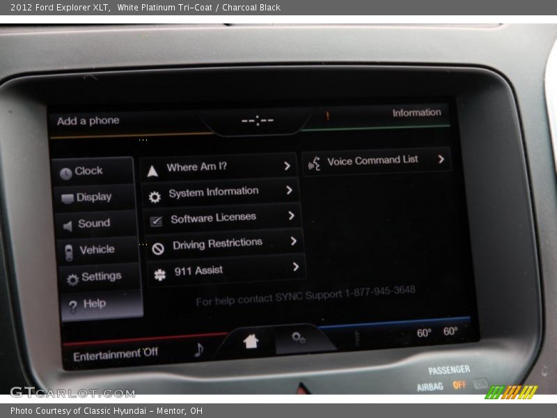 White Platinum Tri-Coat / Charcoal Black 2012 Ford Explorer XLT