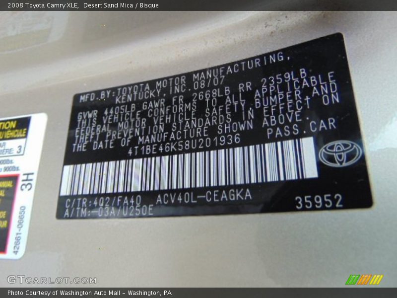 Desert Sand Mica / Bisque 2008 Toyota Camry XLE