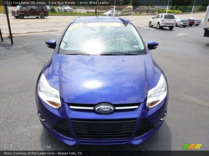 Kona Blue Metallic / Arctic White Leather 2012 Ford Focus SEL Sedan