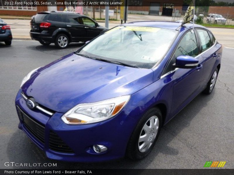 Kona Blue Metallic / Arctic White Leather 2012 Ford Focus SEL Sedan