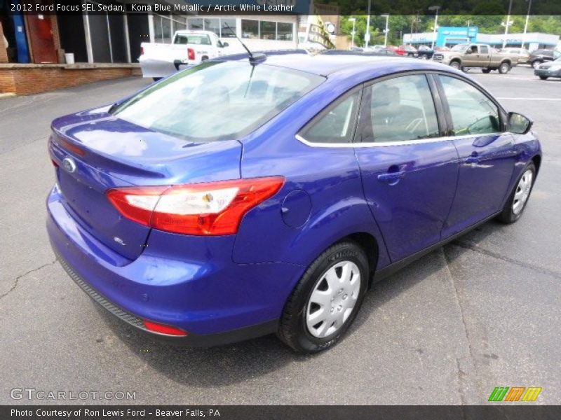 Kona Blue Metallic / Arctic White Leather 2012 Ford Focus SEL Sedan