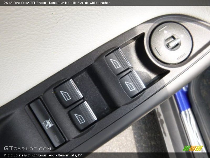 Kona Blue Metallic / Arctic White Leather 2012 Ford Focus SEL Sedan
