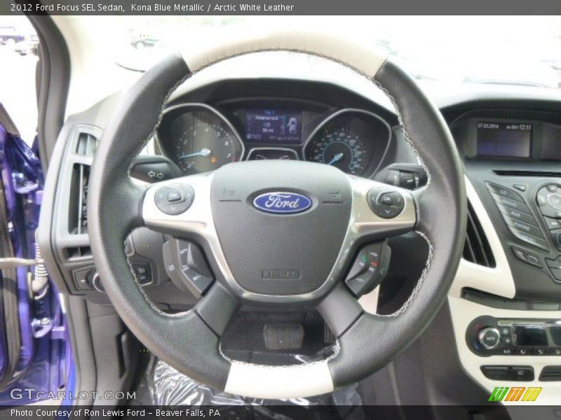 Kona Blue Metallic / Arctic White Leather 2012 Ford Focus SEL Sedan