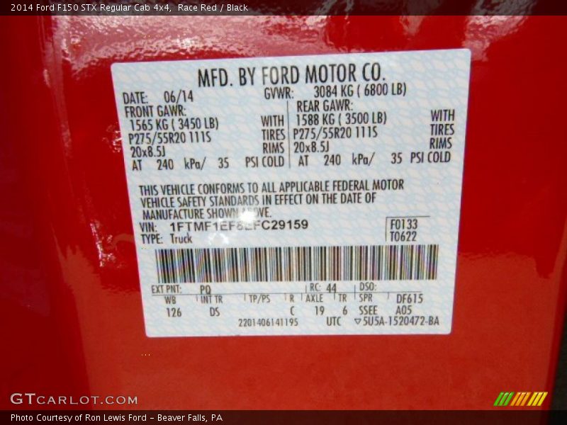 Race Red / Black 2014 Ford F150 STX Regular Cab 4x4