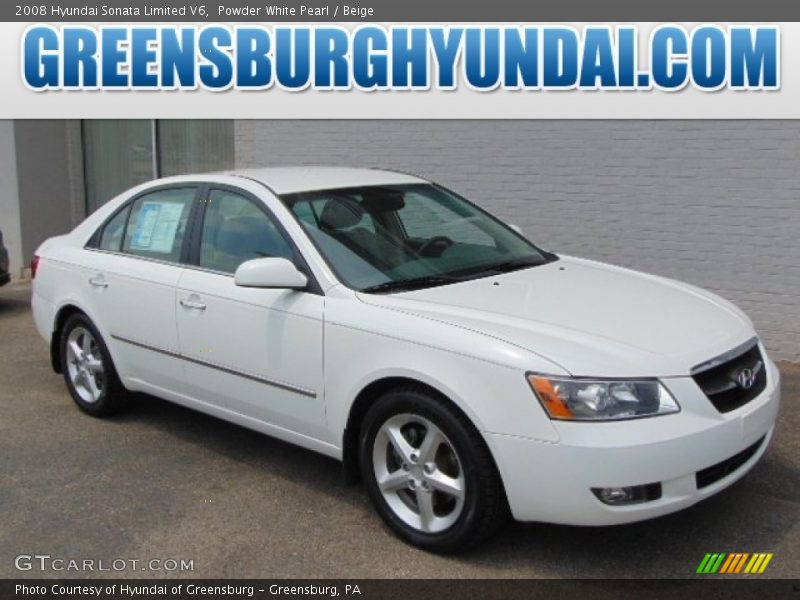 Powder White Pearl / Beige 2008 Hyundai Sonata Limited V6