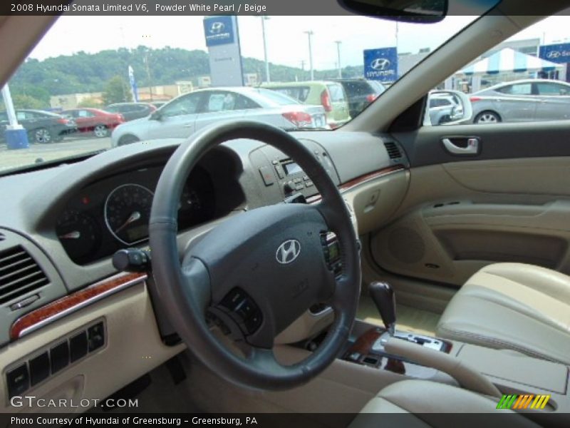 Powder White Pearl / Beige 2008 Hyundai Sonata Limited V6