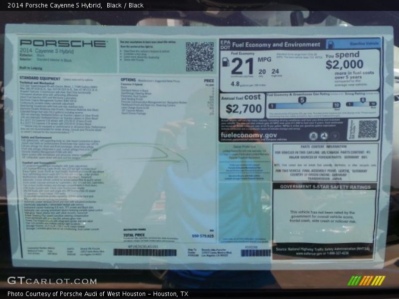  2014 Cayenne S Hybrid Window Sticker