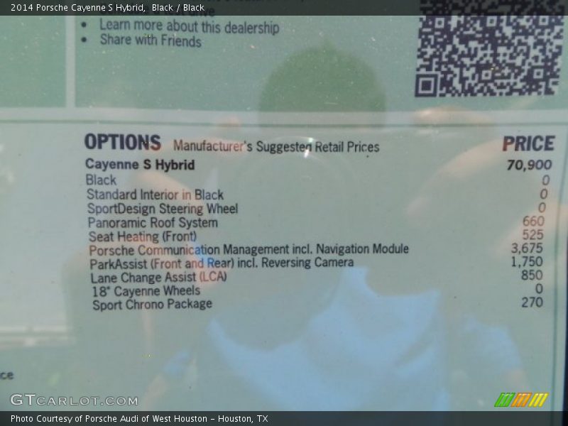  2014 Cayenne S Hybrid Window Sticker