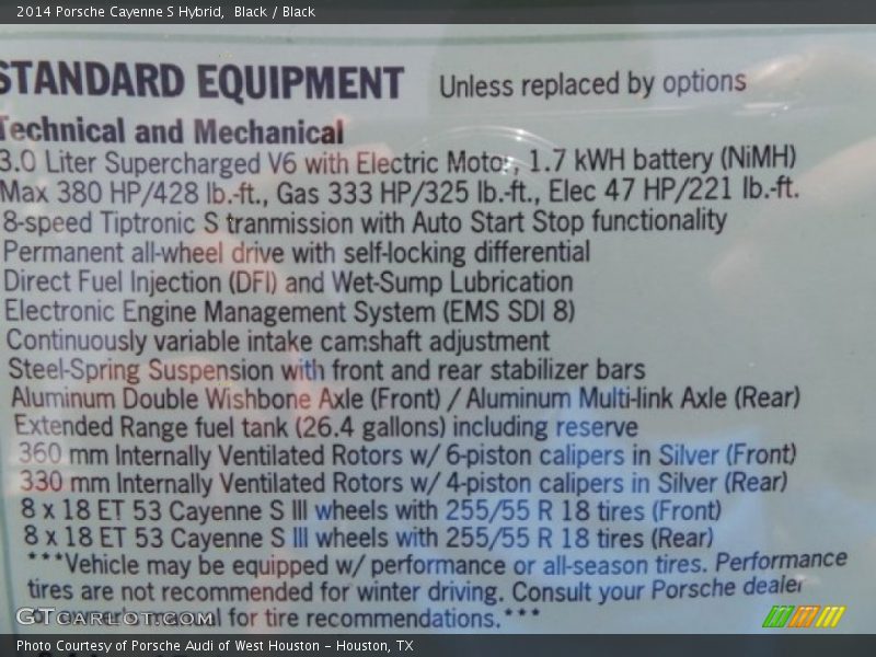  2014 Cayenne S Hybrid Window Sticker