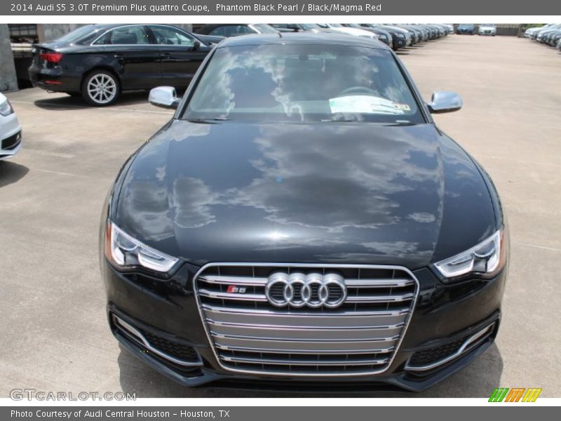 Phantom Black Pearl / Black/Magma Red 2014 Audi S5 3.0T Premium Plus quattro Coupe