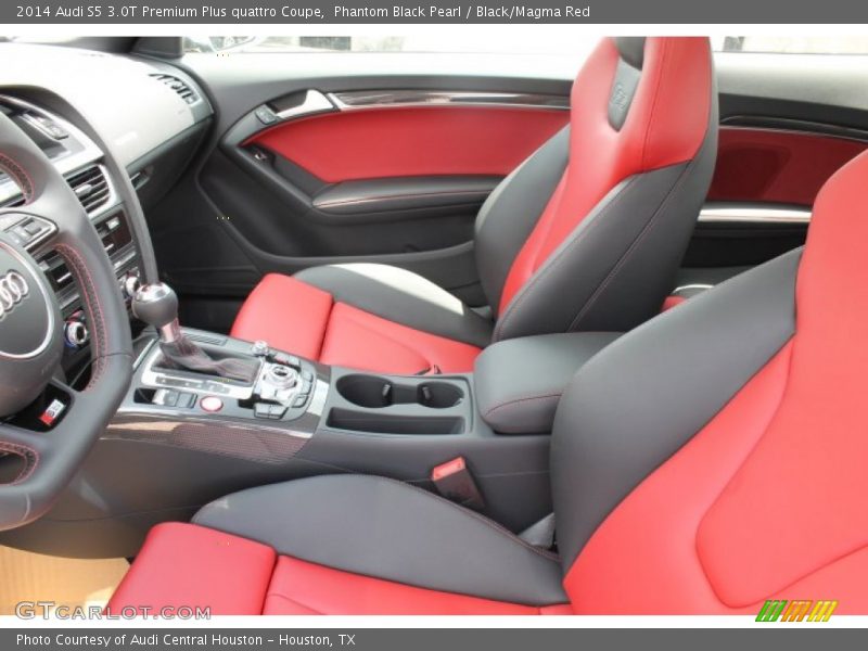 Phantom Black Pearl / Black/Magma Red 2014 Audi S5 3.0T Premium Plus quattro Coupe