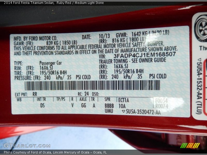 Ruby Red / Medium Light Stone 2014 Ford Fiesta Titanium Sedan