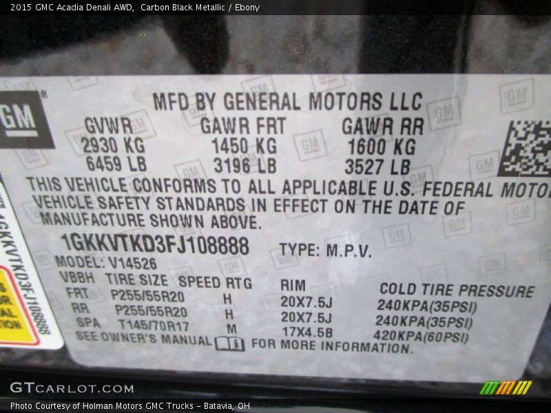 Carbon Black Metallic / Ebony 2015 GMC Acadia Denali AWD
