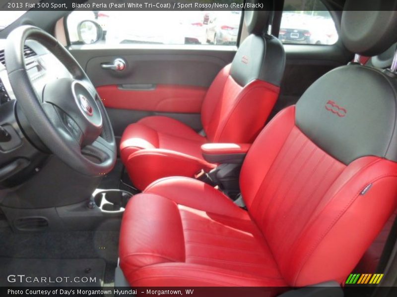 Bianco Perla (Pearl White Tri-Coat) / Sport Rosso/Nero (Red/Black) 2013 Fiat 500 Sport