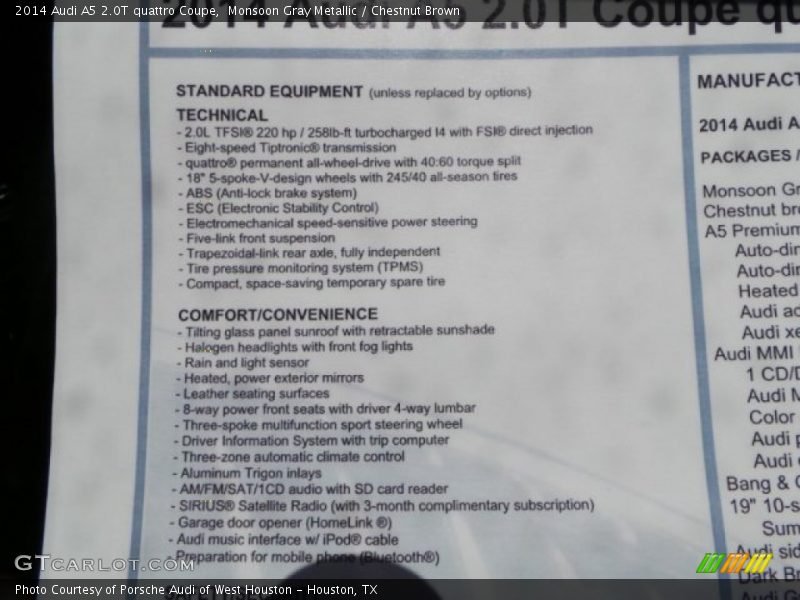 Monsoon Gray Metallic / Chestnut Brown 2014 Audi A5 2.0T quattro Coupe