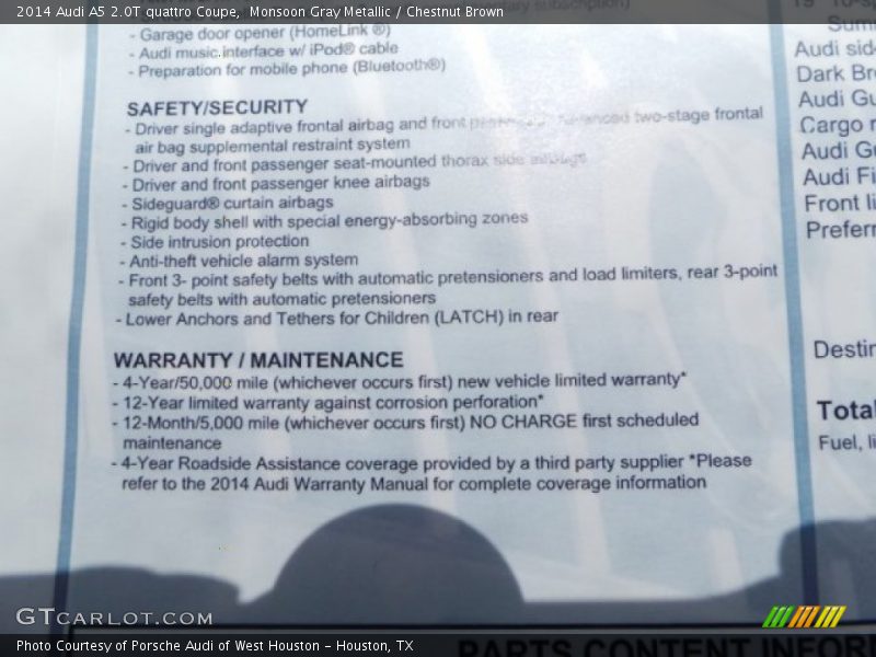 Monsoon Gray Metallic / Chestnut Brown 2014 Audi A5 2.0T quattro Coupe
