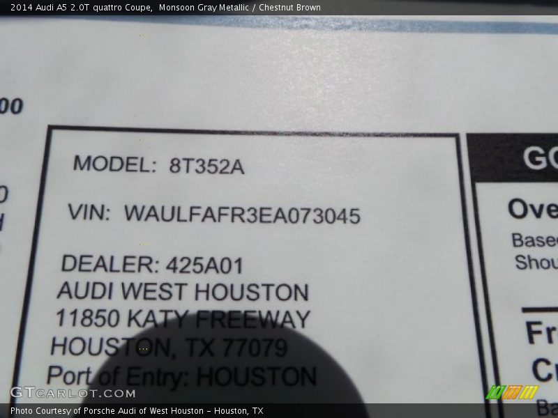 Monsoon Gray Metallic / Chestnut Brown 2014 Audi A5 2.0T quattro Coupe
