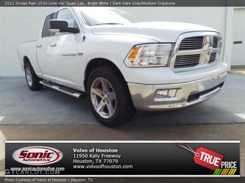 Bright White / Dark Slate Gray/Medium Graystone 2012 Dodge Ram 1500 Lone Star Quad Cab